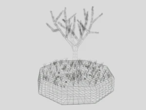 low poly cartoon almond tree 3D Model