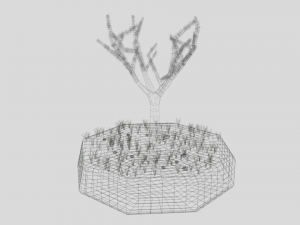 low poly cartoon almond tree Modelo 3D