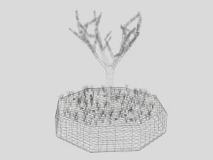 low poly cartoon almond tree 3D Model