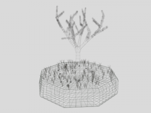 low poly cartoon almond tree Modelo 3D