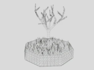 low poly cartoon almond tree 3D Model