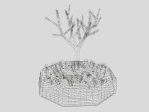 low poly cartoon almond tree 3D Model