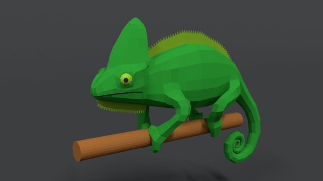 low poly cartoon chameleon Modelo 3D .c4d .max .obj .3ds .fbx .stl .blend