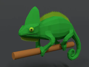 низкополигональная мультяшный хамелеон 3D Модель