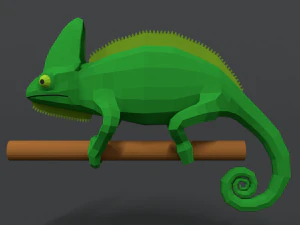 low poly cartoon chameleon 3D Model