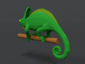 low poly cartoon chameleon 3D Model