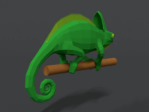 low poly cartoon chameleon 3D Model