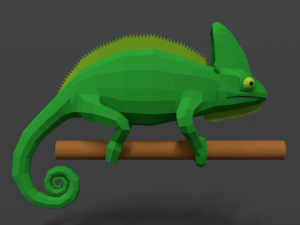 low poly cartoon chameleon Modelo 3D