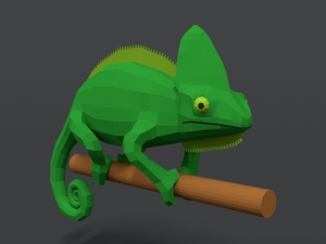 low poly cartoon chameleon Modelo 3D