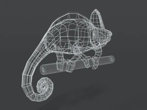 low poly cartoon chameleon 3D Model