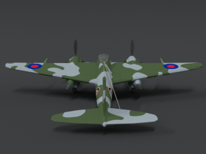 low poly cartoon de havilland dh 98 mosquito wwii airplane 3D मॉडल