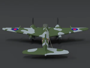 low poly cartoon de havilland dh 98 mosquito wwii airplane 3D Model