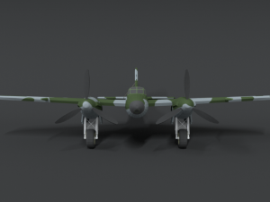 low poly cartoon de havilland dh 98 mosquito wwii airplane 3D मॉडल