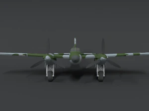 low poly cartoon de havilland dh 98 mosquito wwii airplane 3D Model
