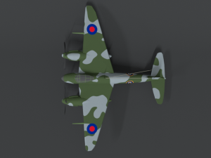 low poly cartoon de havilland dh 98 mosquito wwii airplane 3D मॉडल