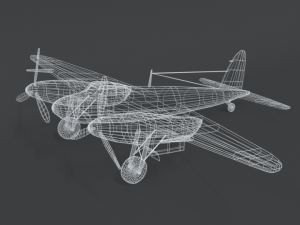 low poly cartoon de havilland dh 98 mosquito wwii airplane 3D मॉडल