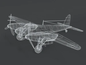 low poly cartoon de havilland dh 98 mosquito wwii airplane 3D Model
