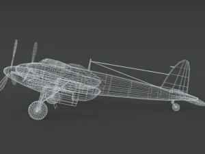 low poly cartoon de havilland dh 98 mosquito wwii airplane 3D Model