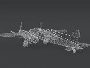 low poly cartoon de havilland dh 98 mosquito wwii airplane 3D मॉडल
