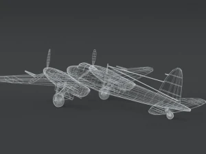 low poly cartoon de havilland dh 98 mosquito wwii airplane 3D Model