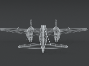 low poly cartoon de havilland dh 98 mosquito wwii airplane 3D मॉडल