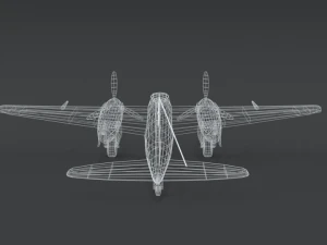 low poly cartoon de havilland dh 98 mosquito wwii airplane 3D Model