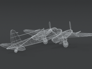 low poly cartoon de havilland dh 98 mosquito wwii airplane 3D मॉडल