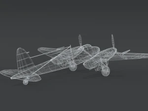 low poly cartoon de havilland dh 98 mosquito wwii airplane 3D Model