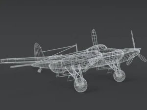 low poly cartoon de havilland dh 98 mosquito wwii airplane 3D Model
