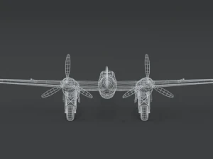 low poly cartoon de havilland dh 98 mosquito wwii airplane 3D Model