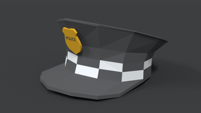 low poly cartoon police hat Modelo 3D .c4d .max .obj .3ds .fbx .stl .blend 