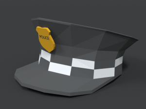 low poly cartoon police hat 3D Model