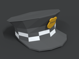 low poly cartoon police hat Modelo 3D