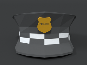 low poly cartoon police hat Modelo 3D