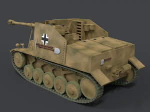 low poly cartoon sdkfz 131 marder ii tank 3D Model
