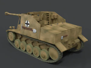 low poly cartoon sdkfz 131 marder ii tank 3D Model
