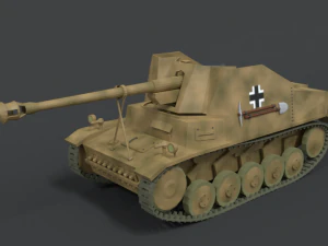 tanque de baja poli dibujos animados sdkfz 131 marder ii Modelo 3D