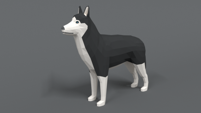 low poly cartoon husky 3D 模型 .c4d .max .obj .3ds .fbx .stl .blend 