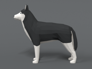 low poly cartoon husky 3D 模型