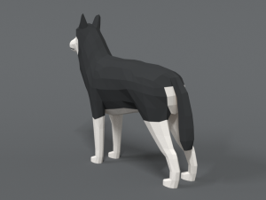 low poly cartoon husky 3D 模型