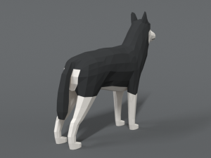low poly cartoon husky 3D 模型