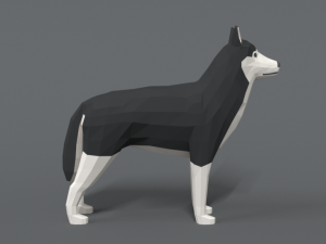 low poly cartoon husky 3D 模型