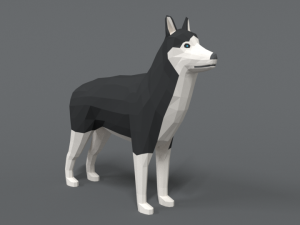 low poly cartoon husky 3D 模型