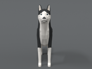 low poly cartoon husky 3D 模型