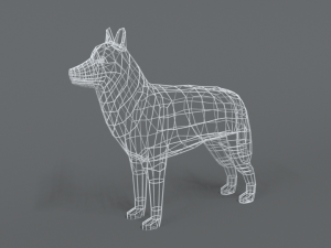 low poly cartoon husky 3D 模型