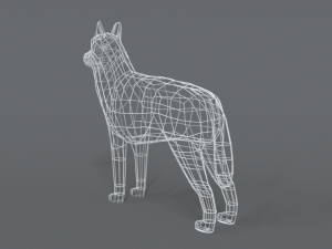 low poly cartoon husky 3D 模型