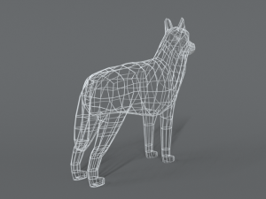 low poly cartoon husky 3D 模型