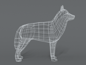 low poly cartoon husky 3D 模型