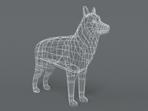 low poly cartoon husky 3D 模型