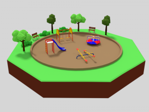 low poly cartoon playground scene 3D मॉडल